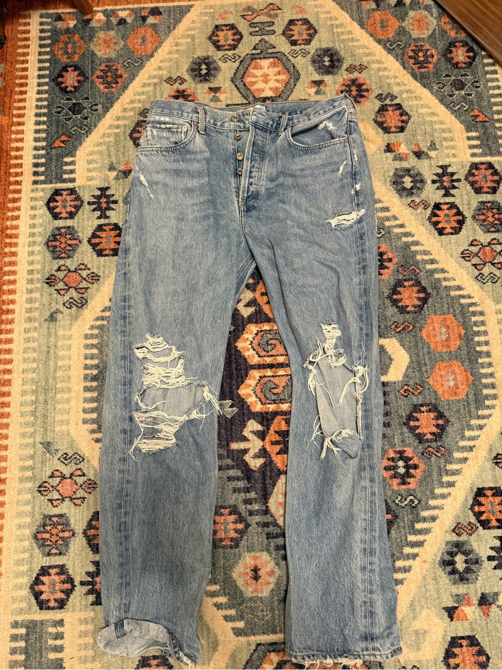 AGOLDE High Rise Distressed Women's Jeans - Light Blue